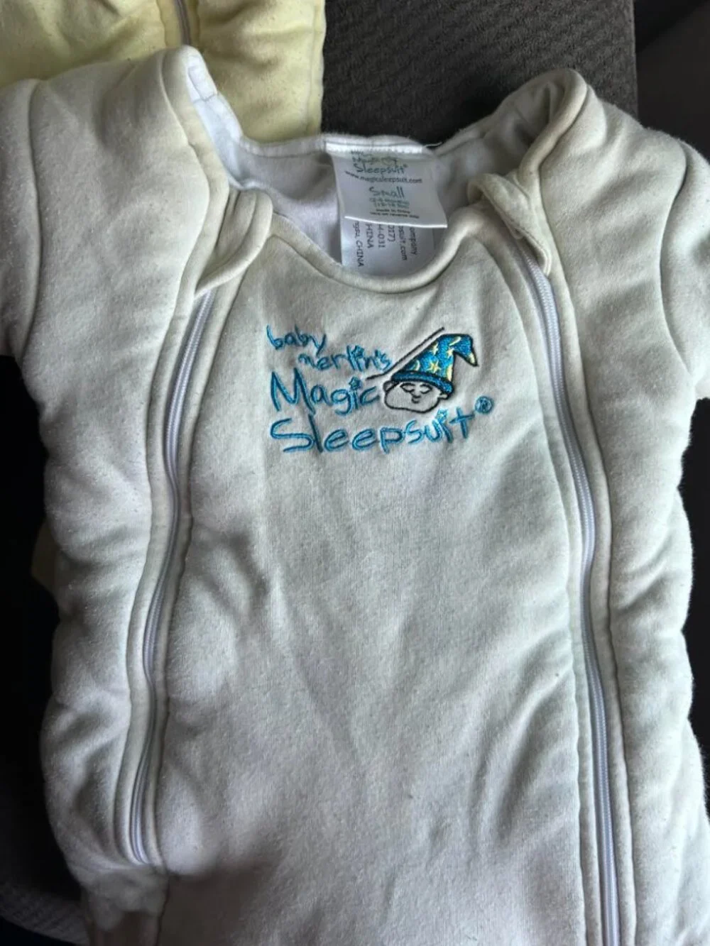 LOT OF 3 MERLINS MAGIC SLEEPSUITS FOR BABY - 2 SMALL 1 LARGE GUC